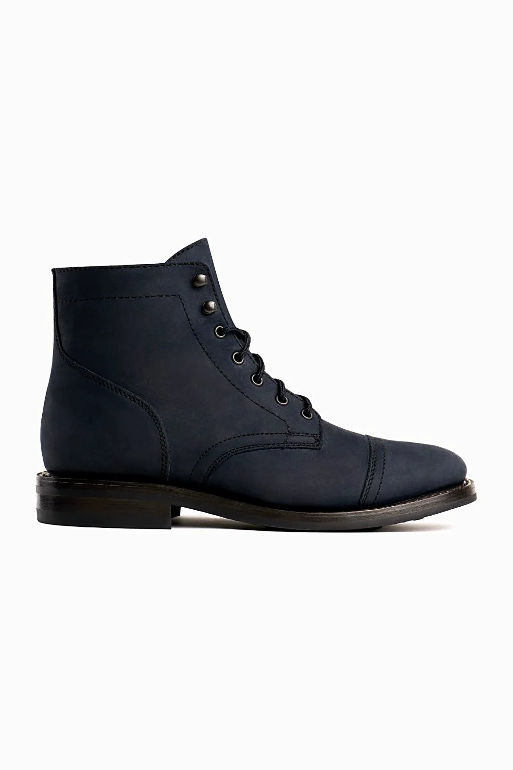 Arbor cap toe boot in flat black Marino Matte leather