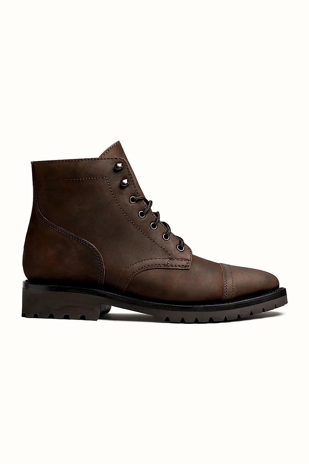 Archer lace-up boot in warm amber-brown leather