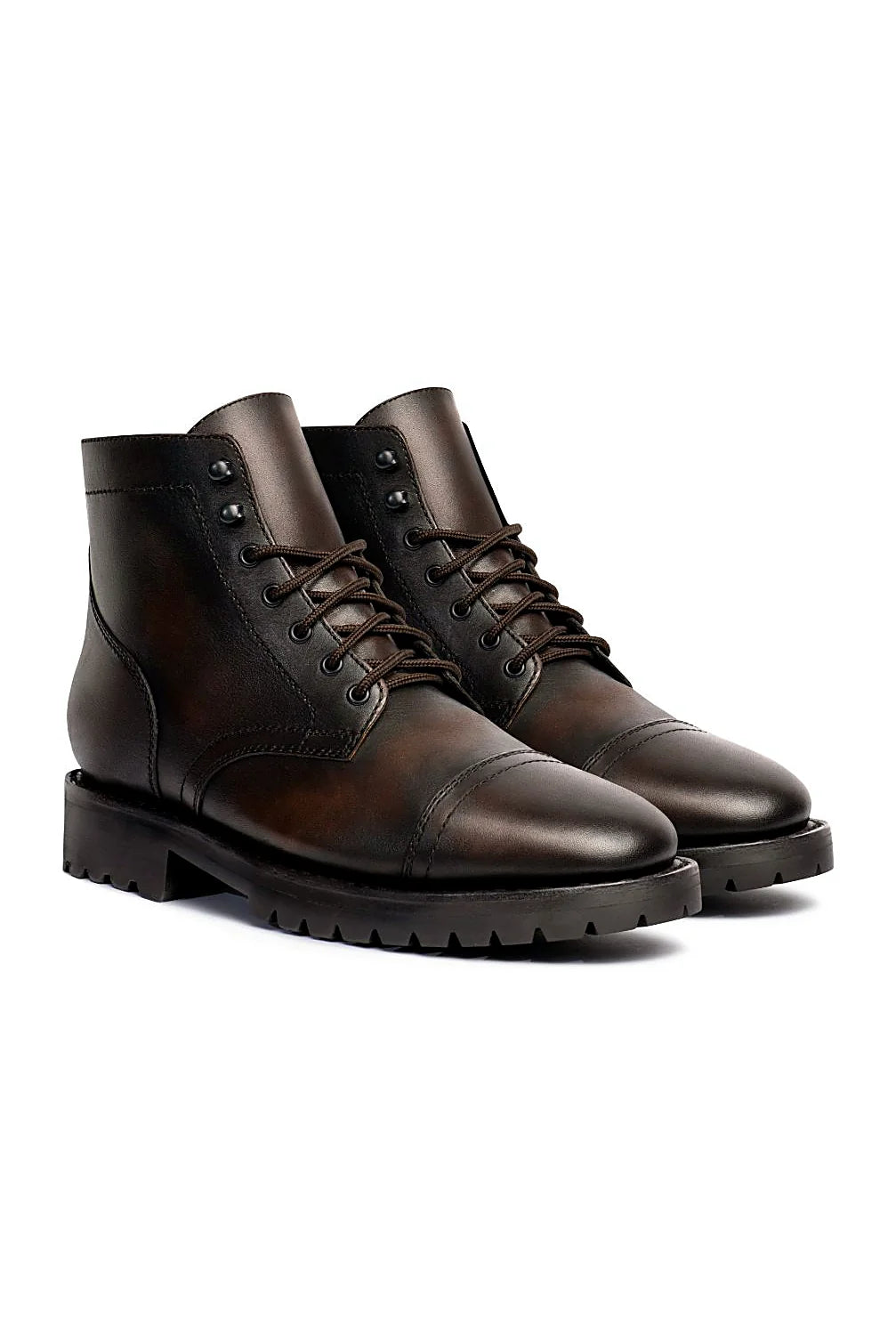 Black Coffee full-grain leather boot with rubber lug outsole
