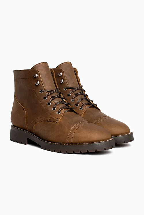 Old Town leather cap toe boot with anti-slip rubber outsole