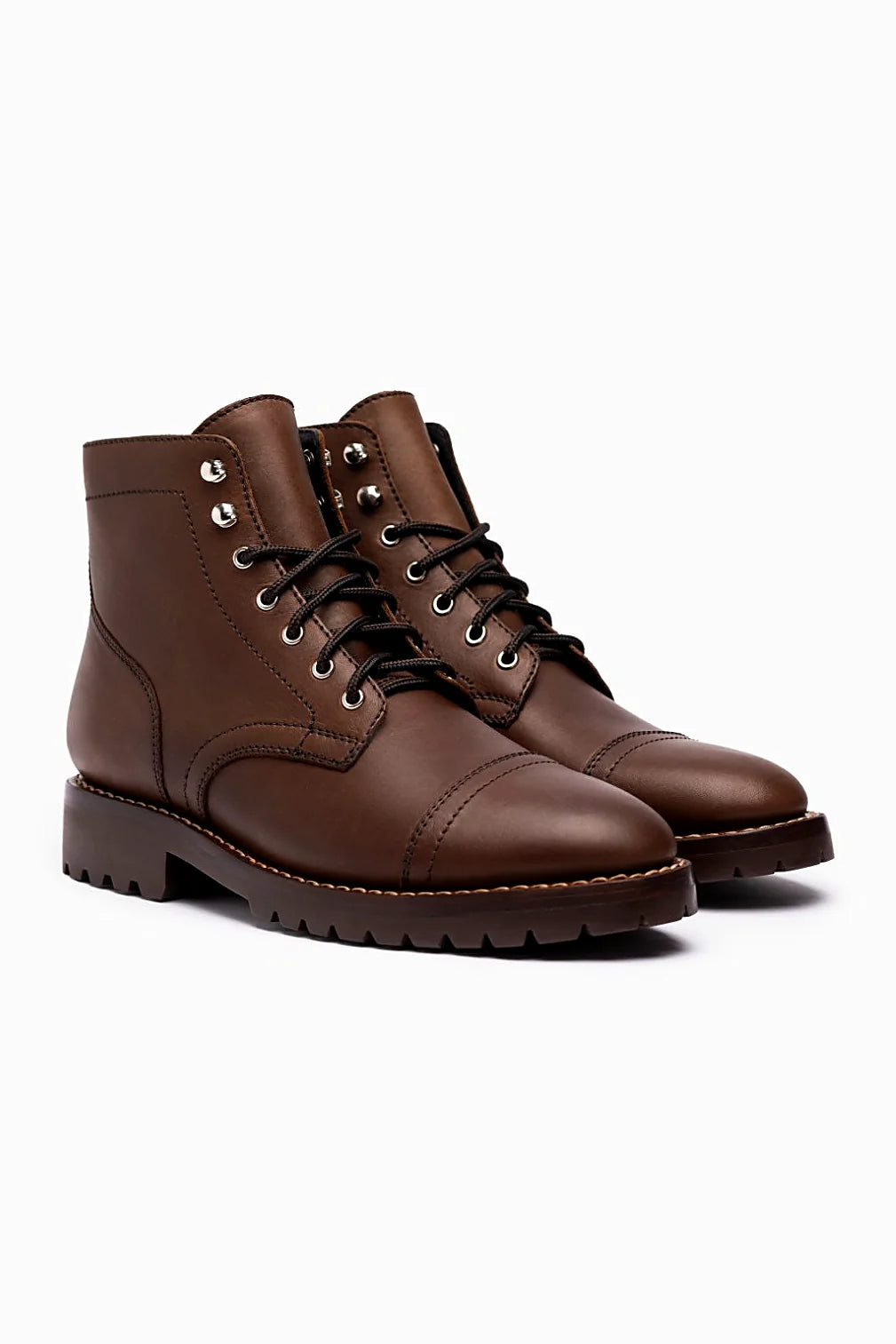 Whiskey leather cap toe boot with anti-slip outsole