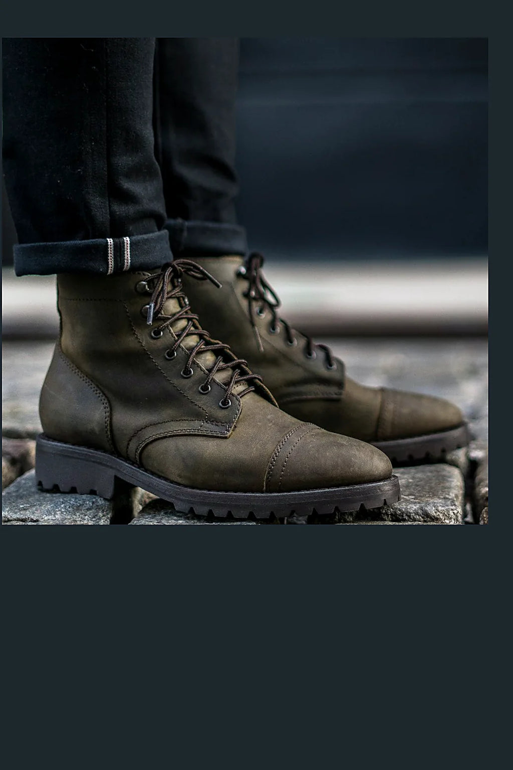 Dark Olive cap toe boot