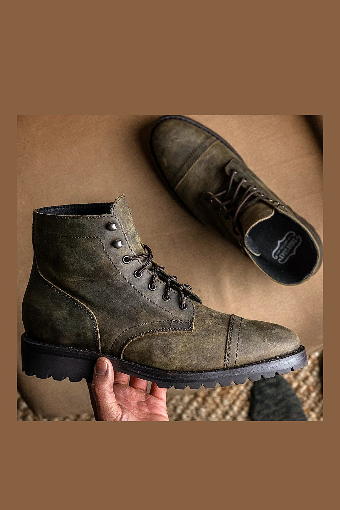 Dark Olive cap toe boot