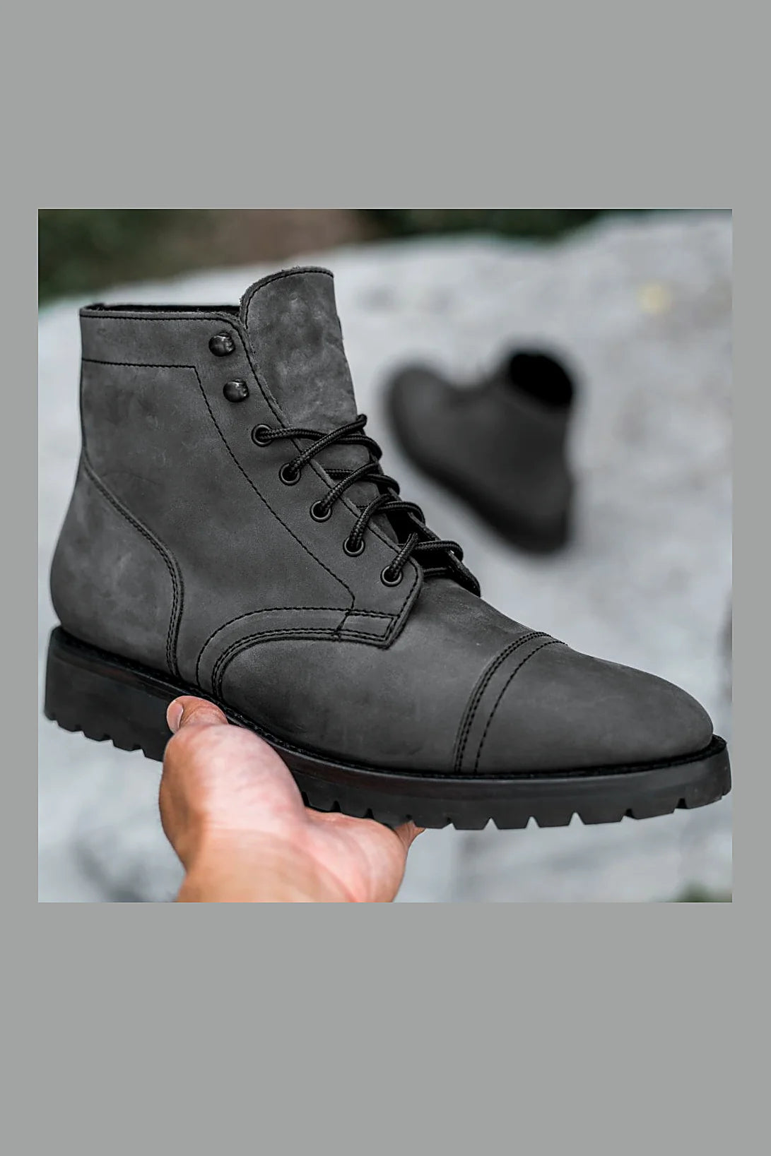 Grey Matte cap toe boot