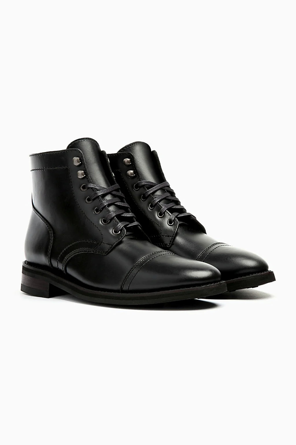 Black leather lace-up boot