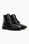 Black leather lace-up boot