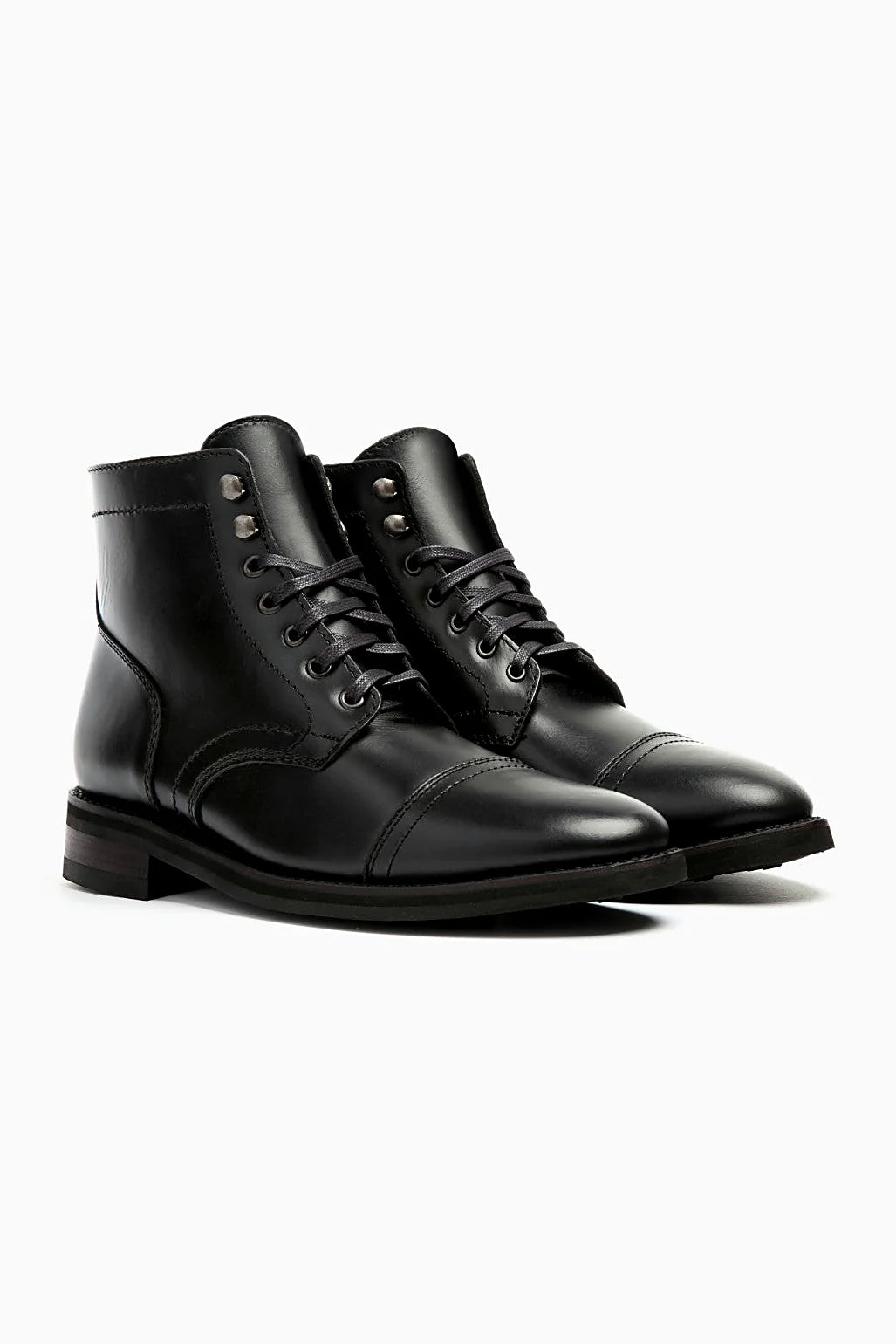 Black leather lace-up boot