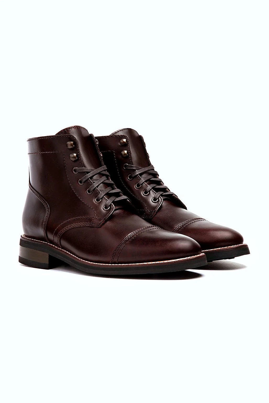 Brown leather chukka boot at ankle height