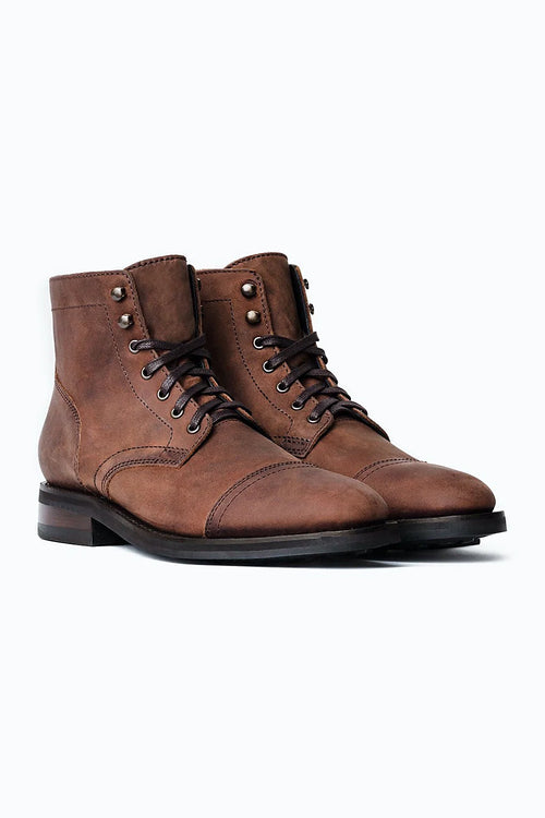 Terracotta full-grain leather lace-up boot