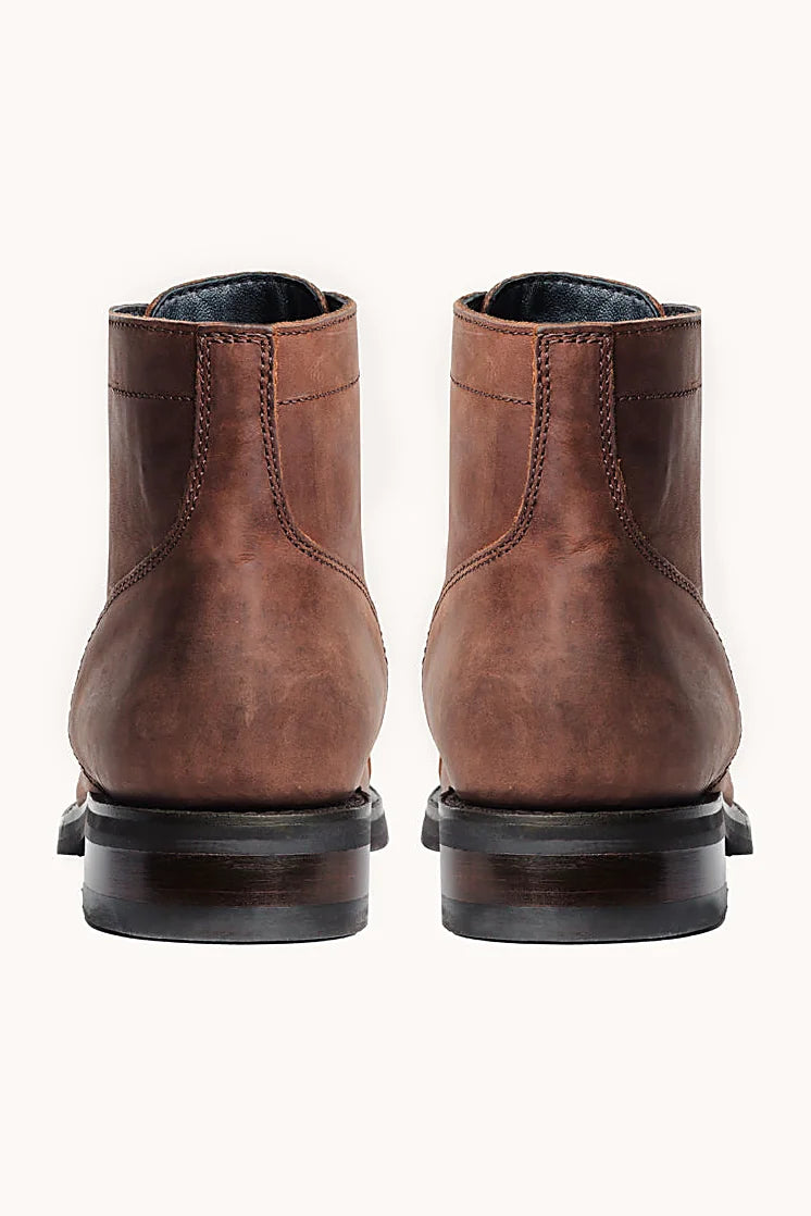 Goodyear welted terracotta boot with rubber outsole