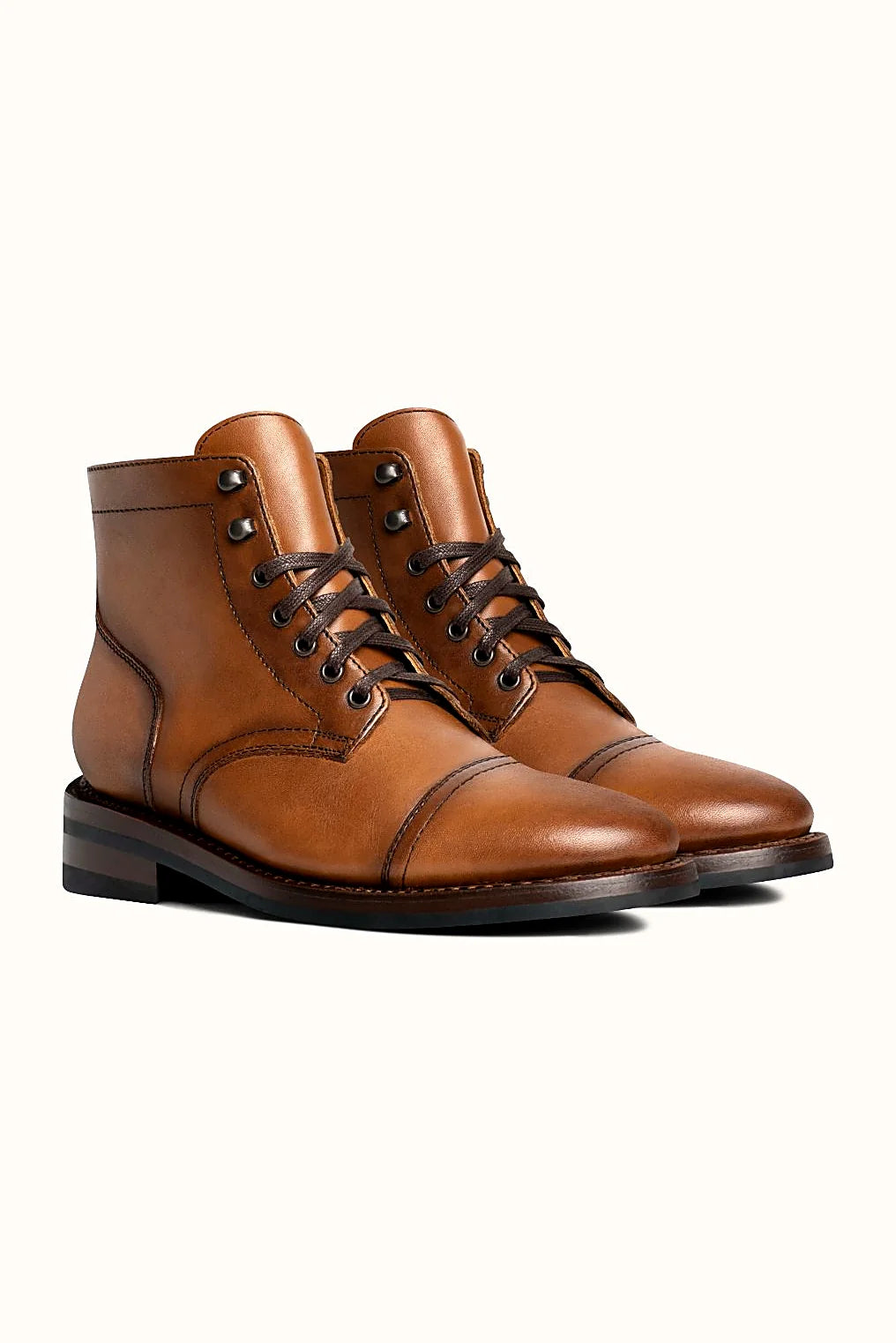 Toffee full-grain leather lace-up boot