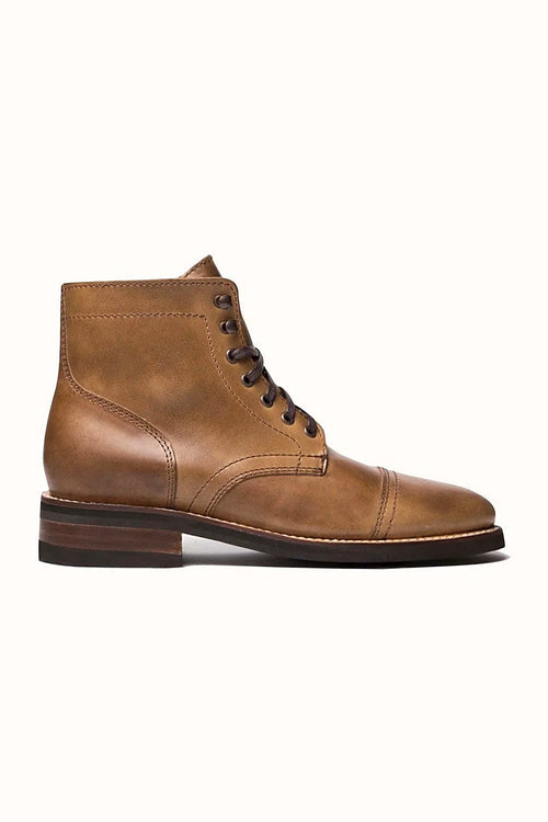 Belmont lace-up boot in pale natural leather