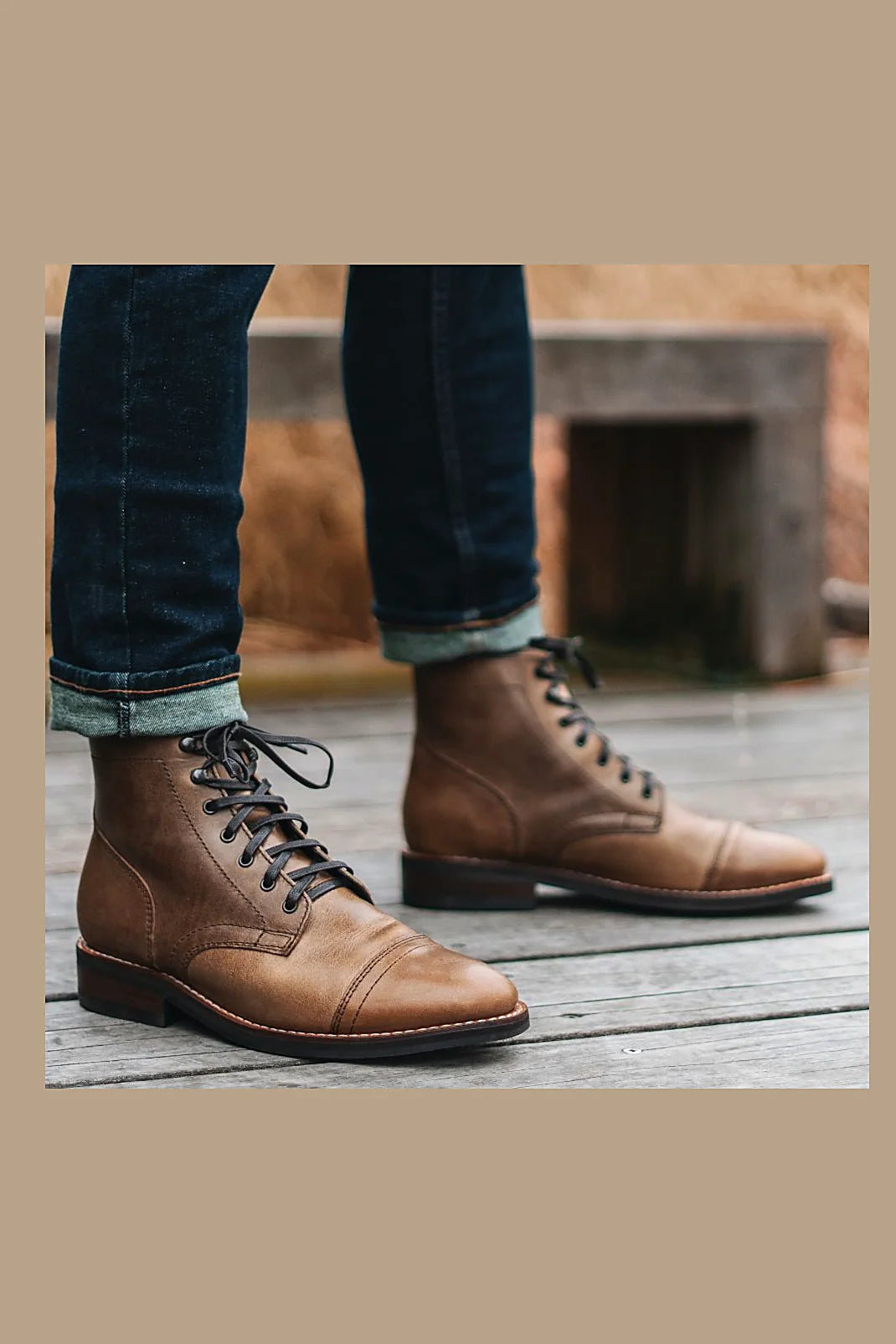 Natural leather boot