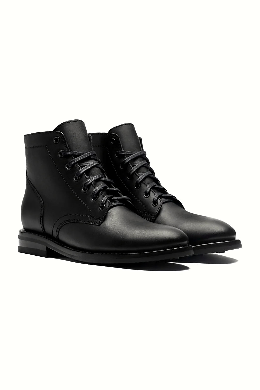Black full-grain leather lace-up boot