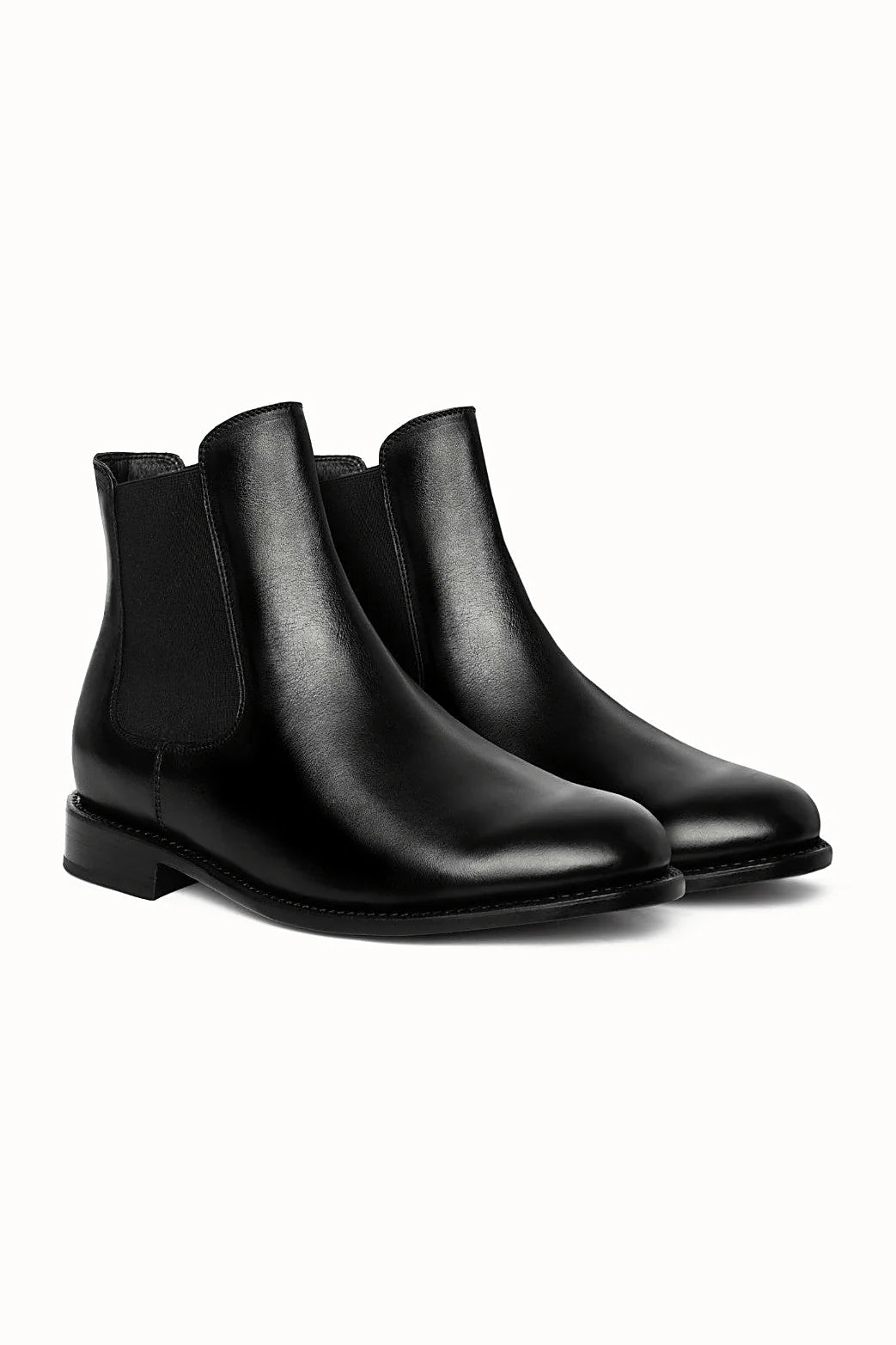 Black full-grain leather chelsea boot