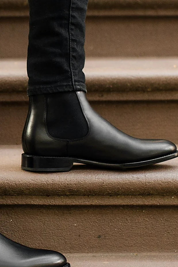 Black leather chelsea boot