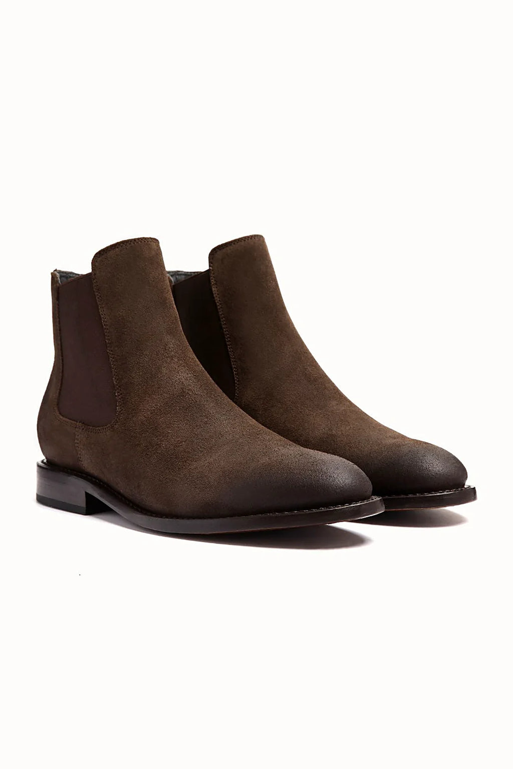 Dark brown suede chelsea boot