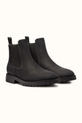Black matte leather chelsea boot with anti-slip outsole