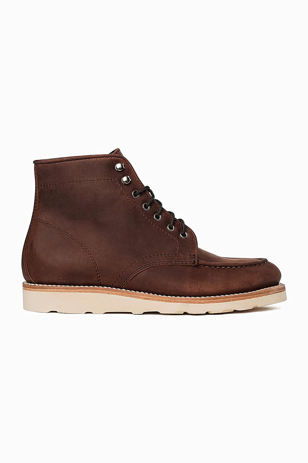 Carson boot with raised moc toe seam