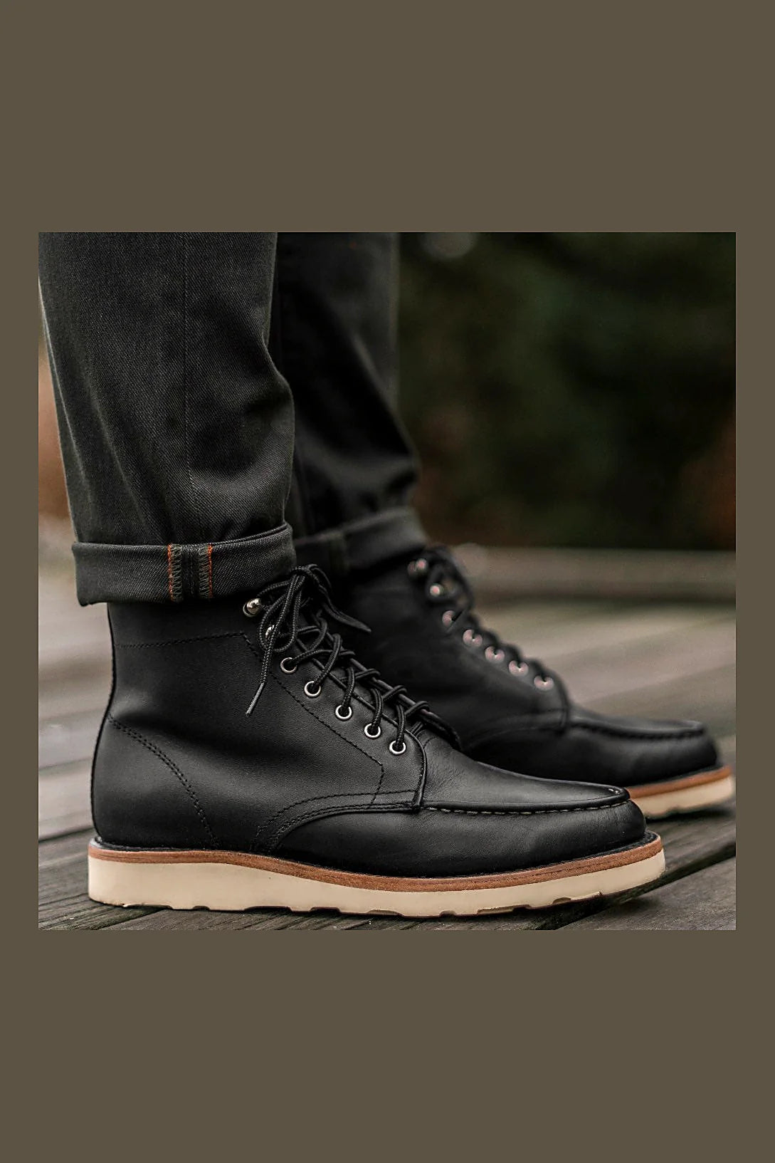 Moc toe boot with Kevlar blend laces