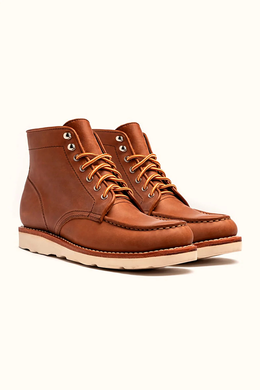 Harvest golden-brown moc toe boot