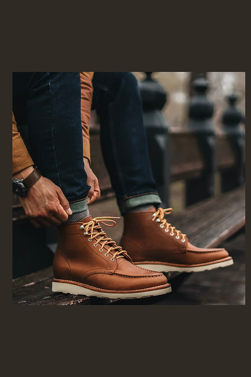 Golden leather boot with Kevlar blend laces