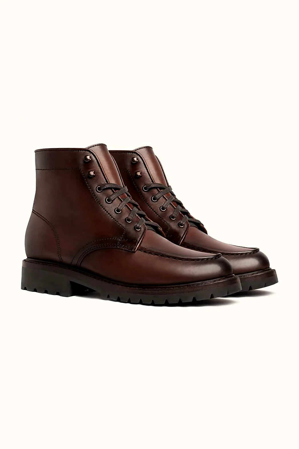 Coffee dark brown moc toe boot