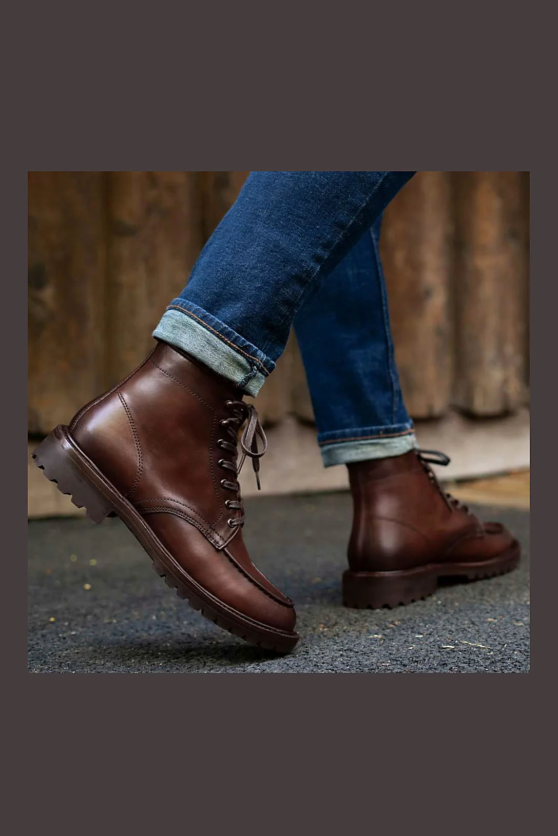 Coffee moc toe boot