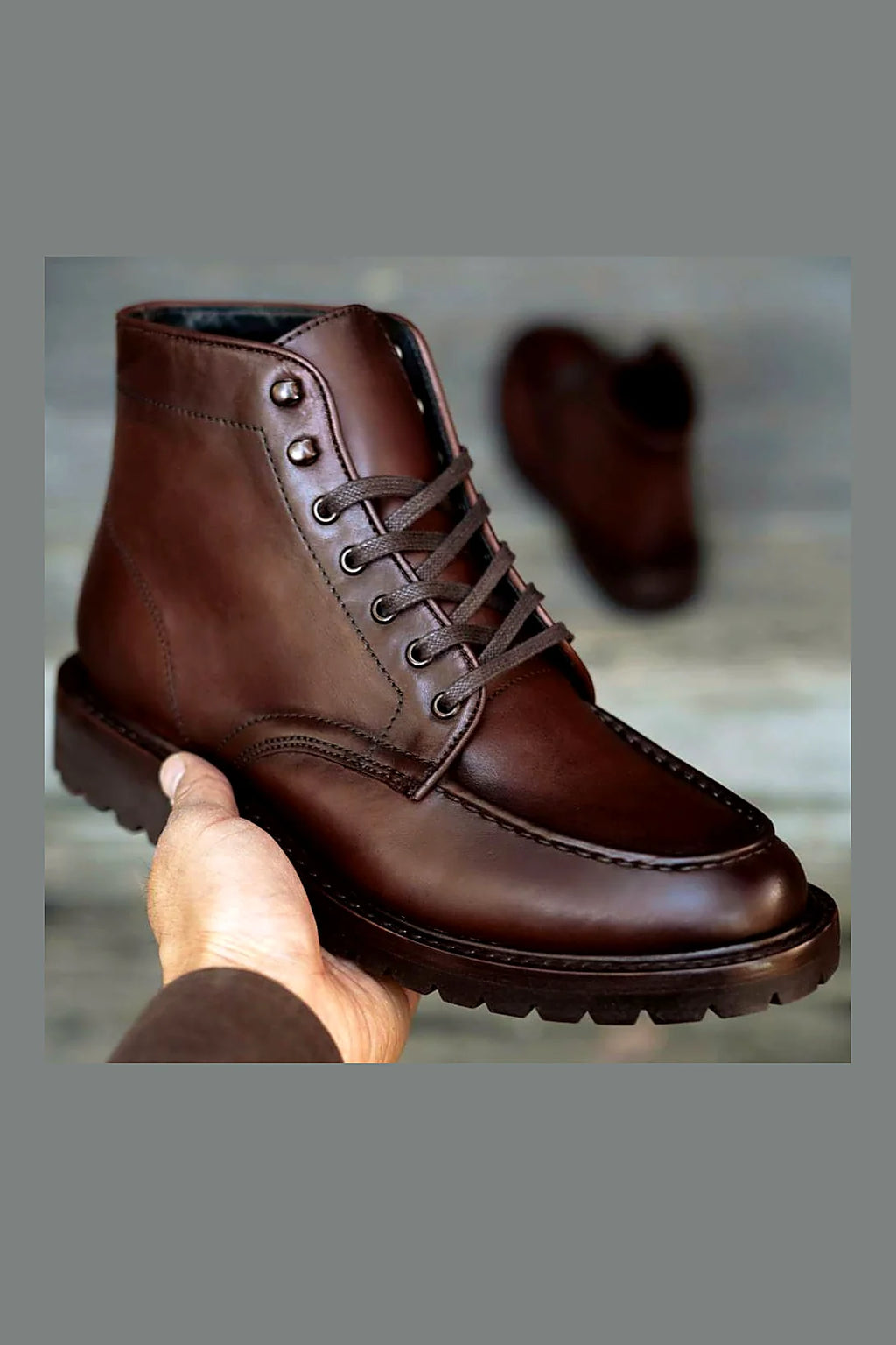 Coffee moc toe boot