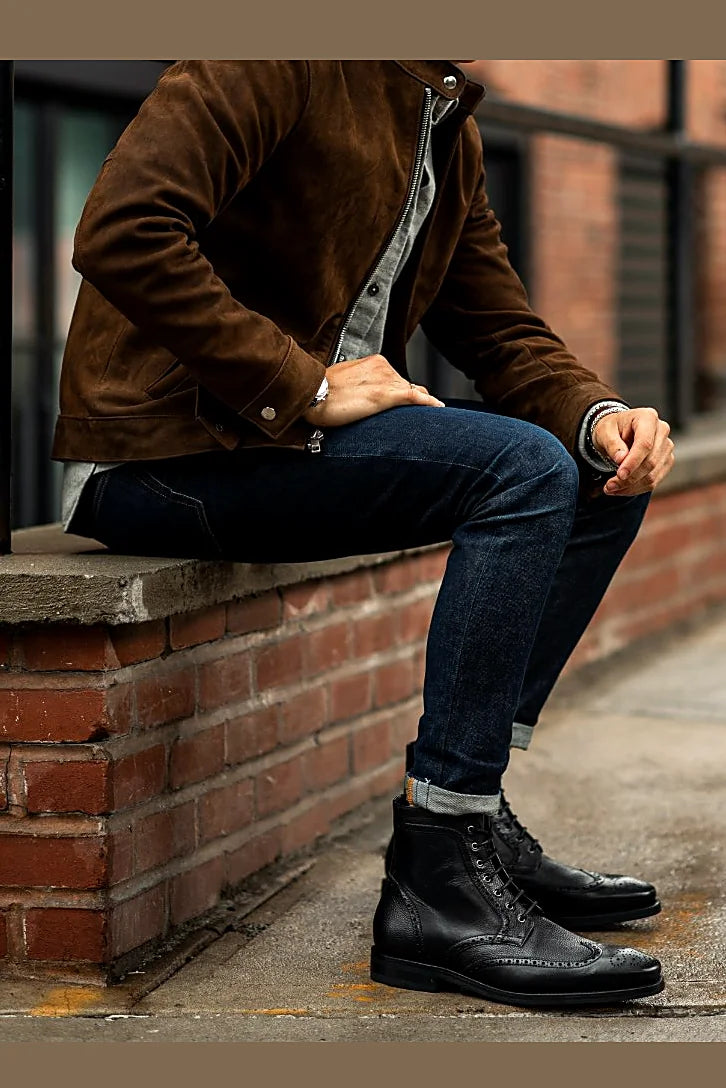Cimarron brogue boot in Black