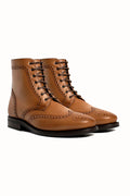 British Tan hand-finished brogue boot
