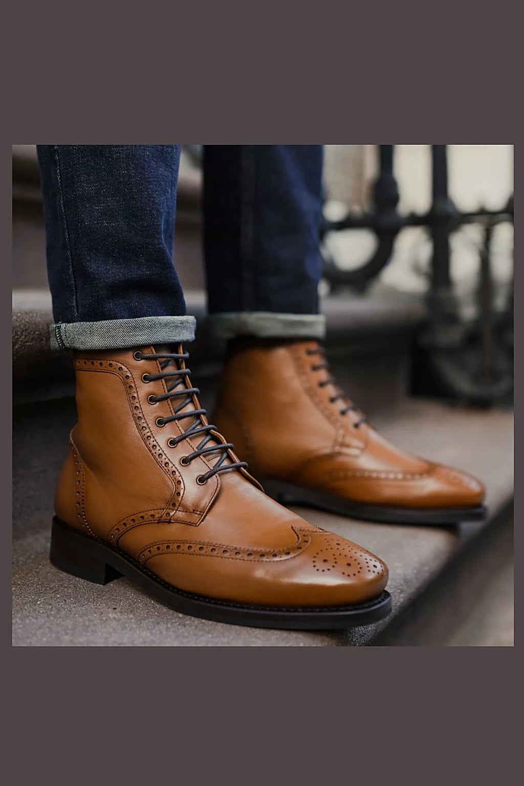 British Tan brogue boot