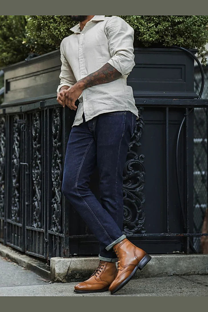 British Tan brogue boot