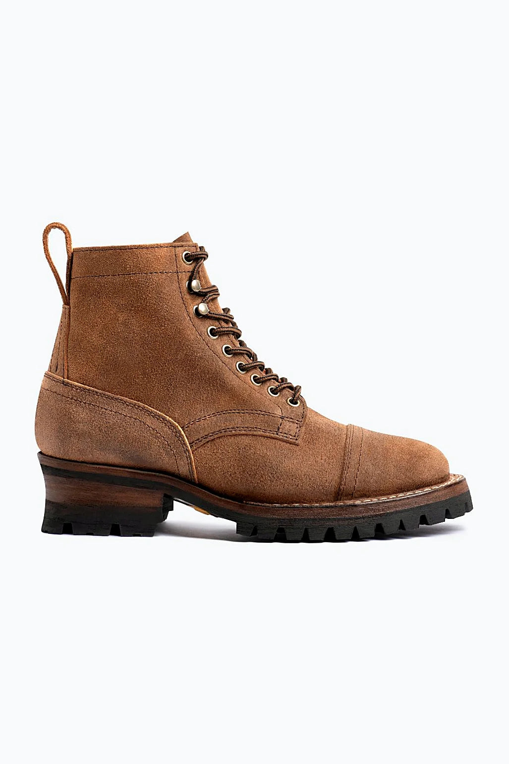 Crockett boot with flesh-side-out waxed finish