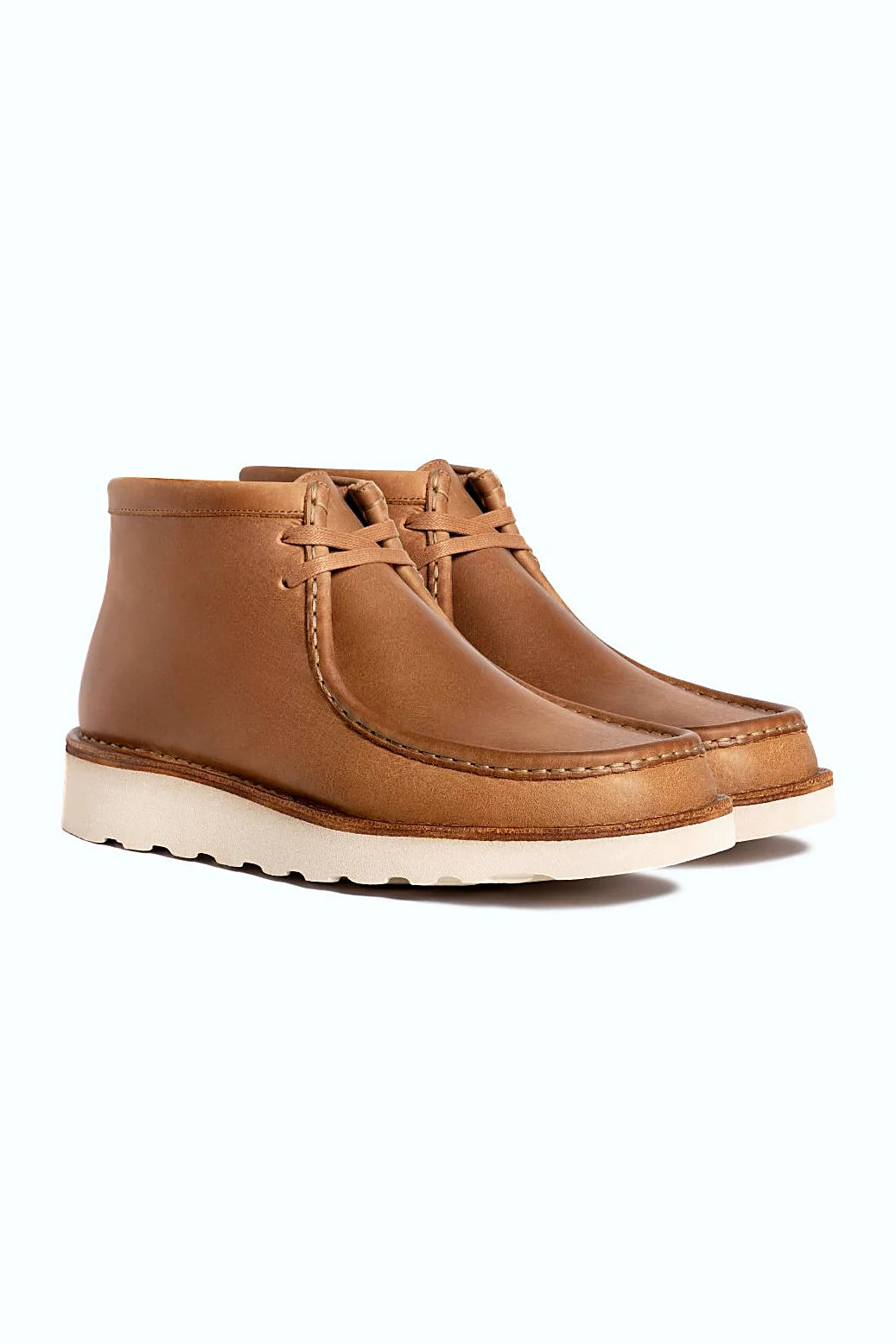 Hazelnut full-grain leather moc toe boot