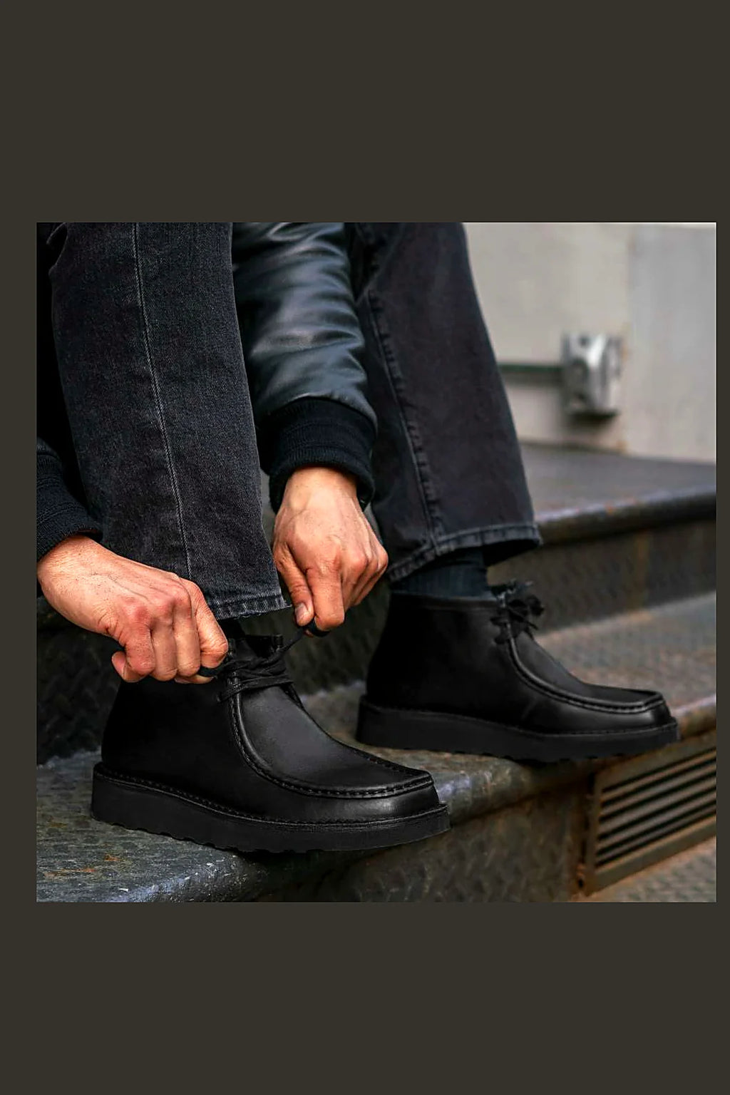 Black moc toe boot