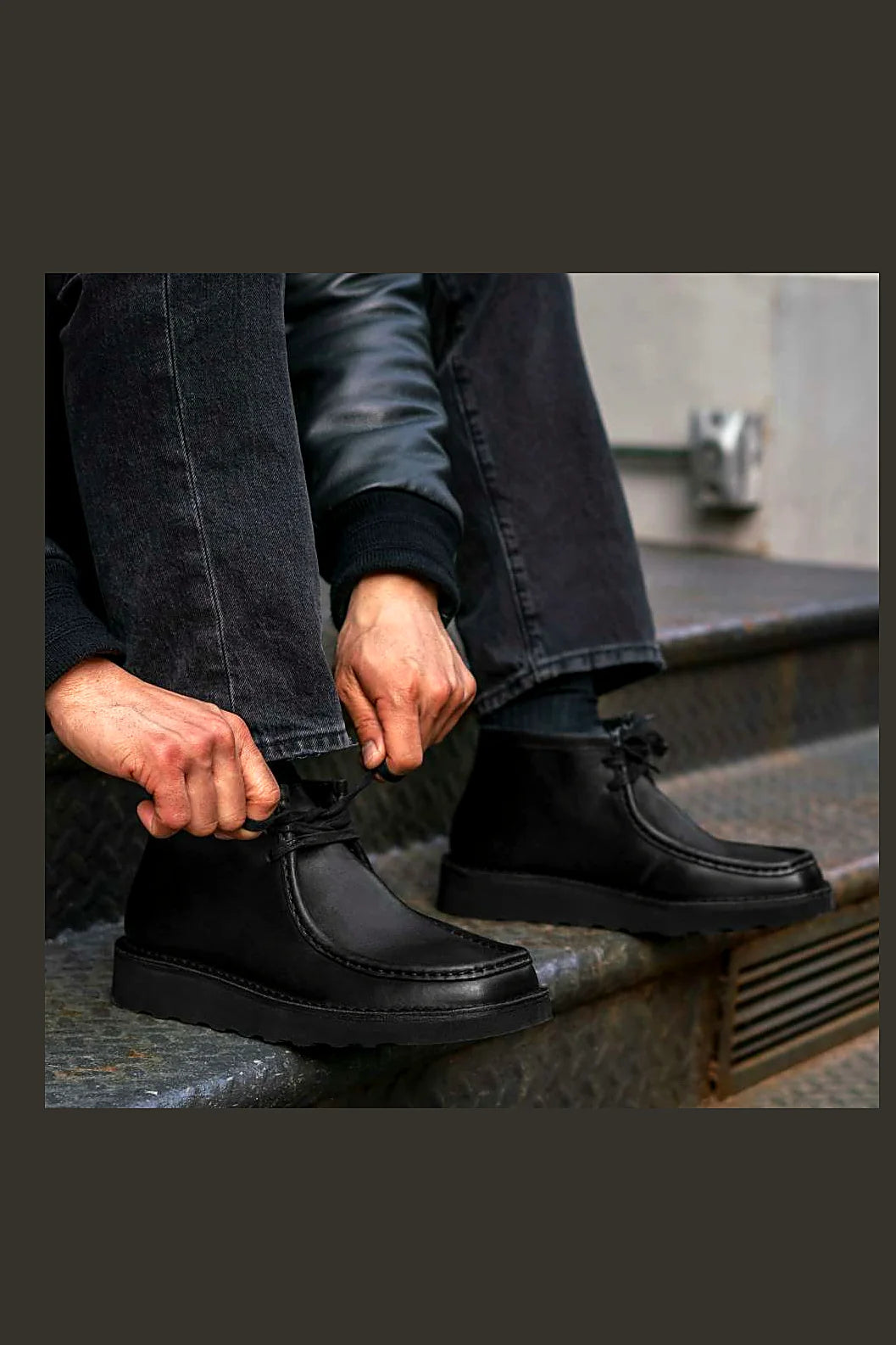 Black moc toe boot
