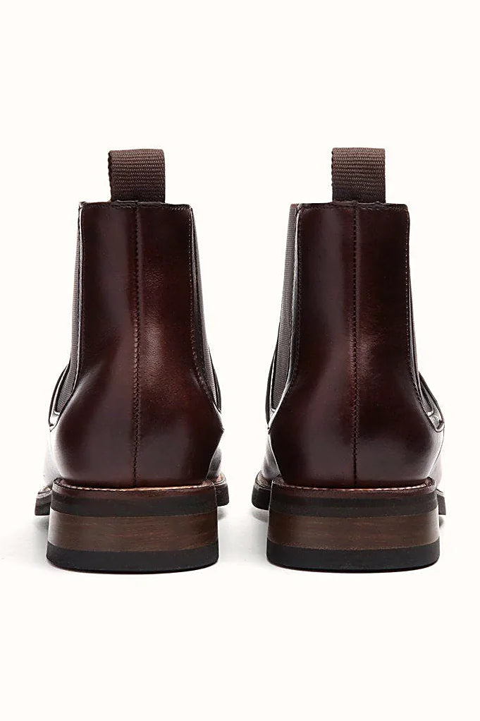 Clean brown slip-on boot profile