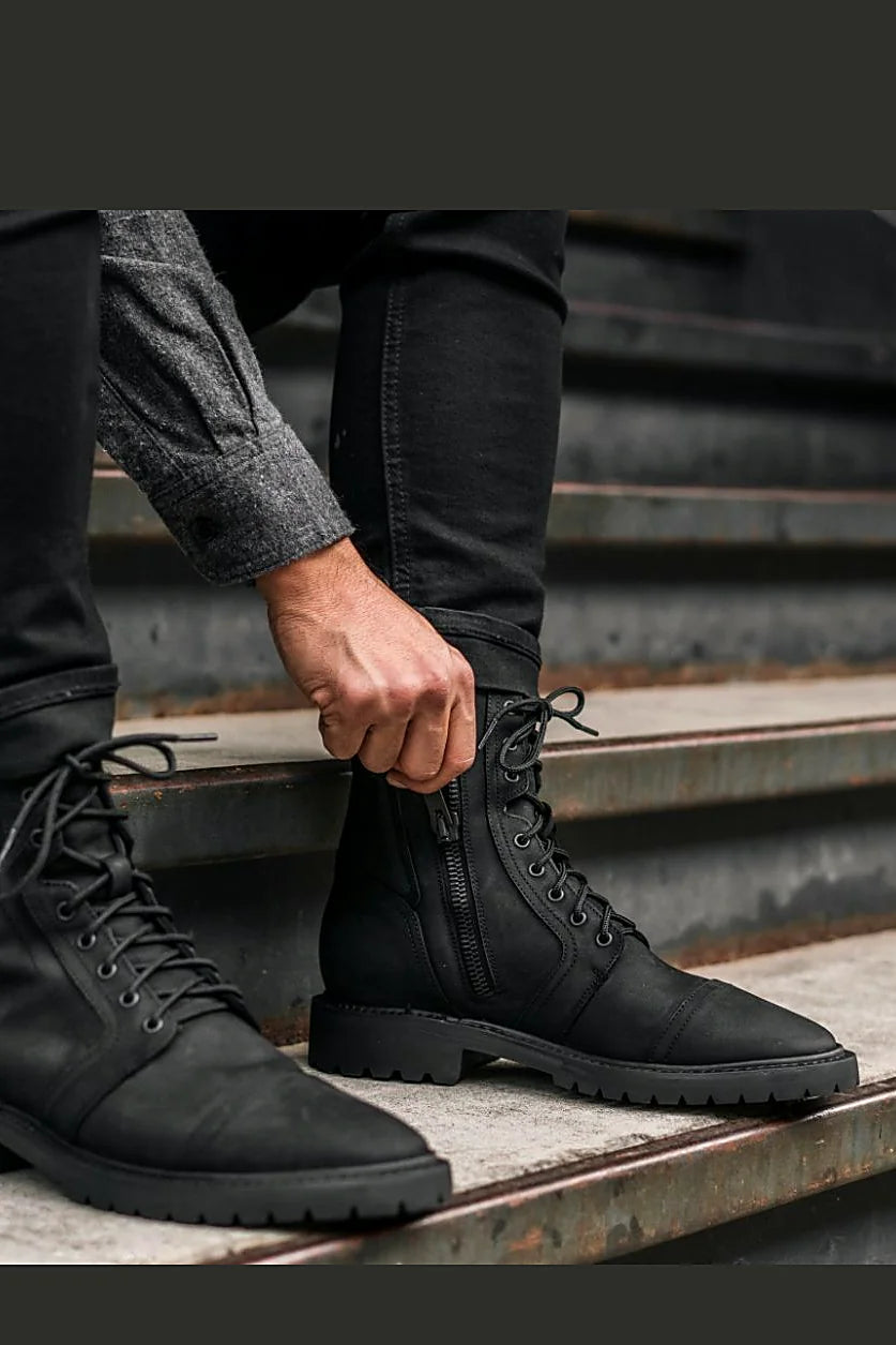Black Matte zip boot