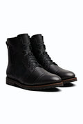Black full-grain zip boot with lug outsole