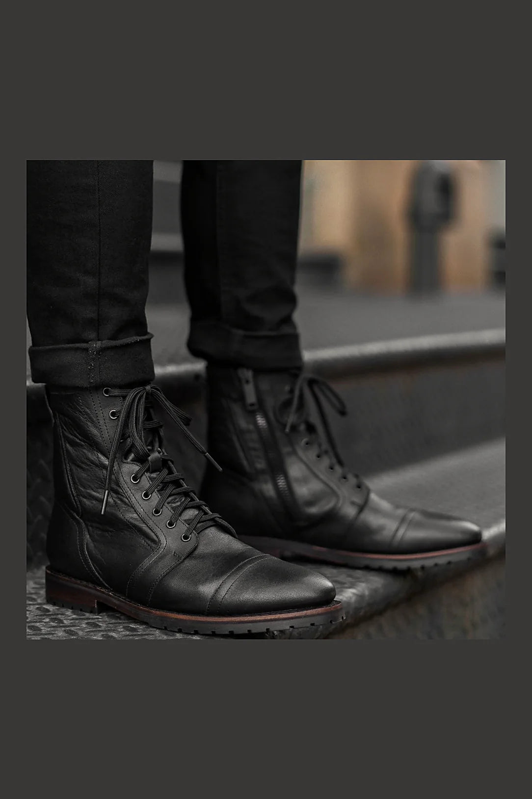 Black lug zip boot