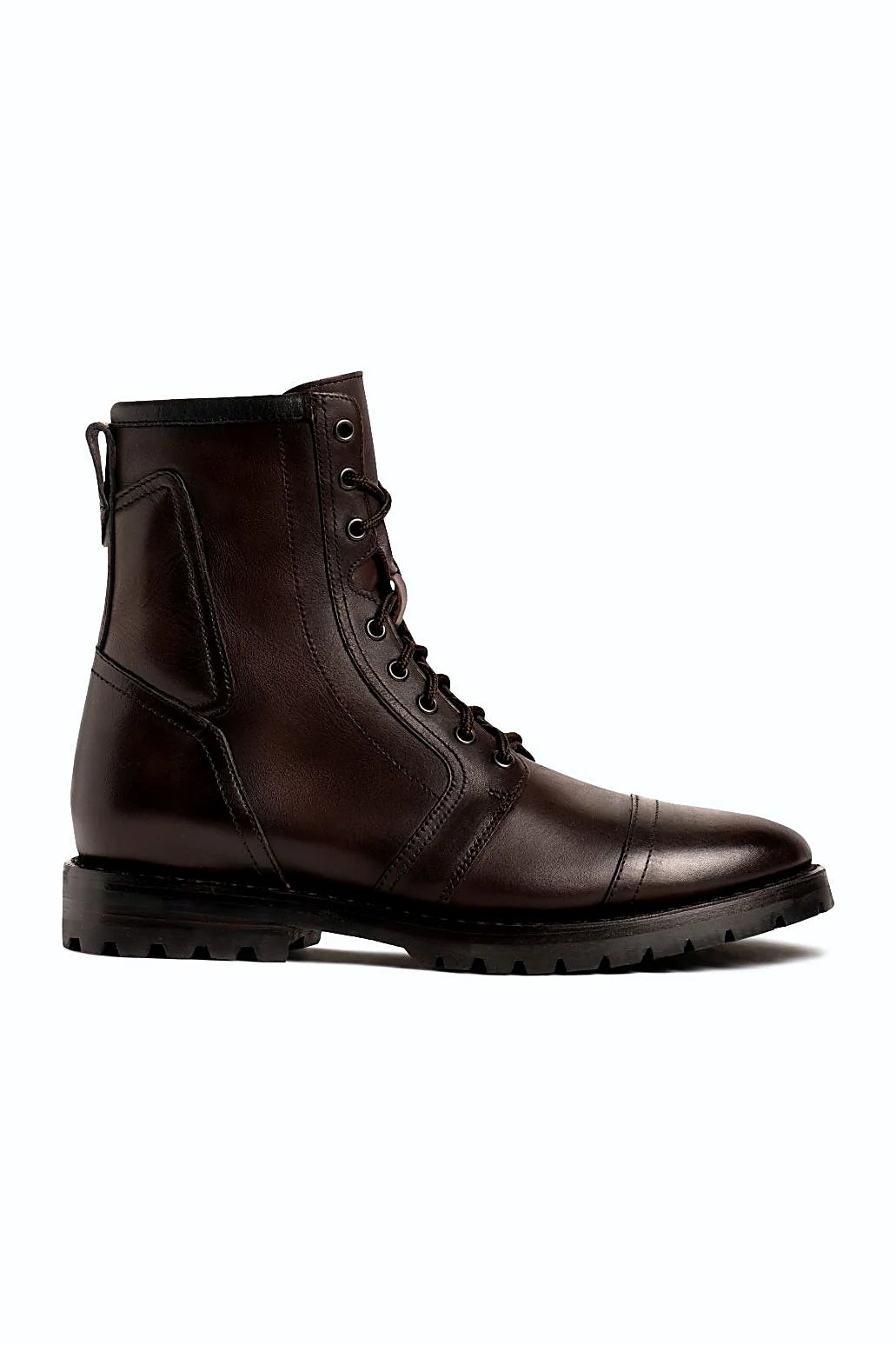 Hand-finished brown boot with padded collar