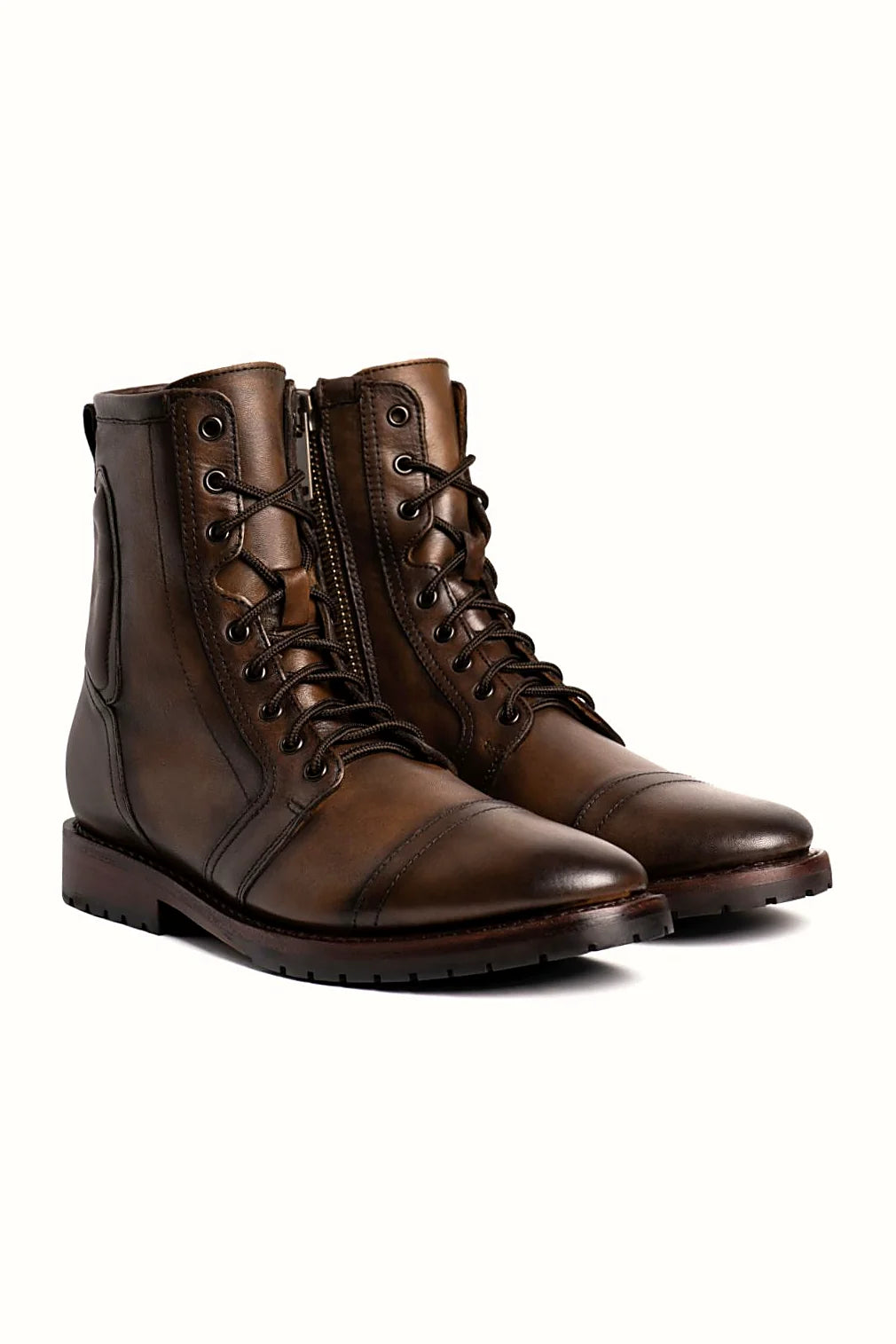 Anejo warm brown zip boot with lug outsole
