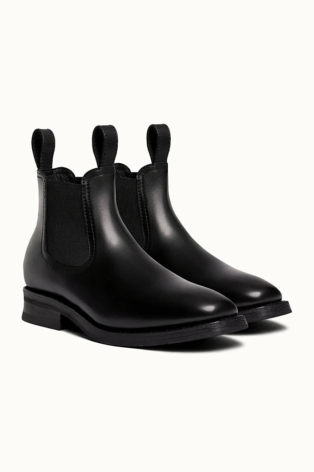 Black wholecut leather chelsea boot