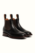 Dark brown waxed flesh chelsea boot