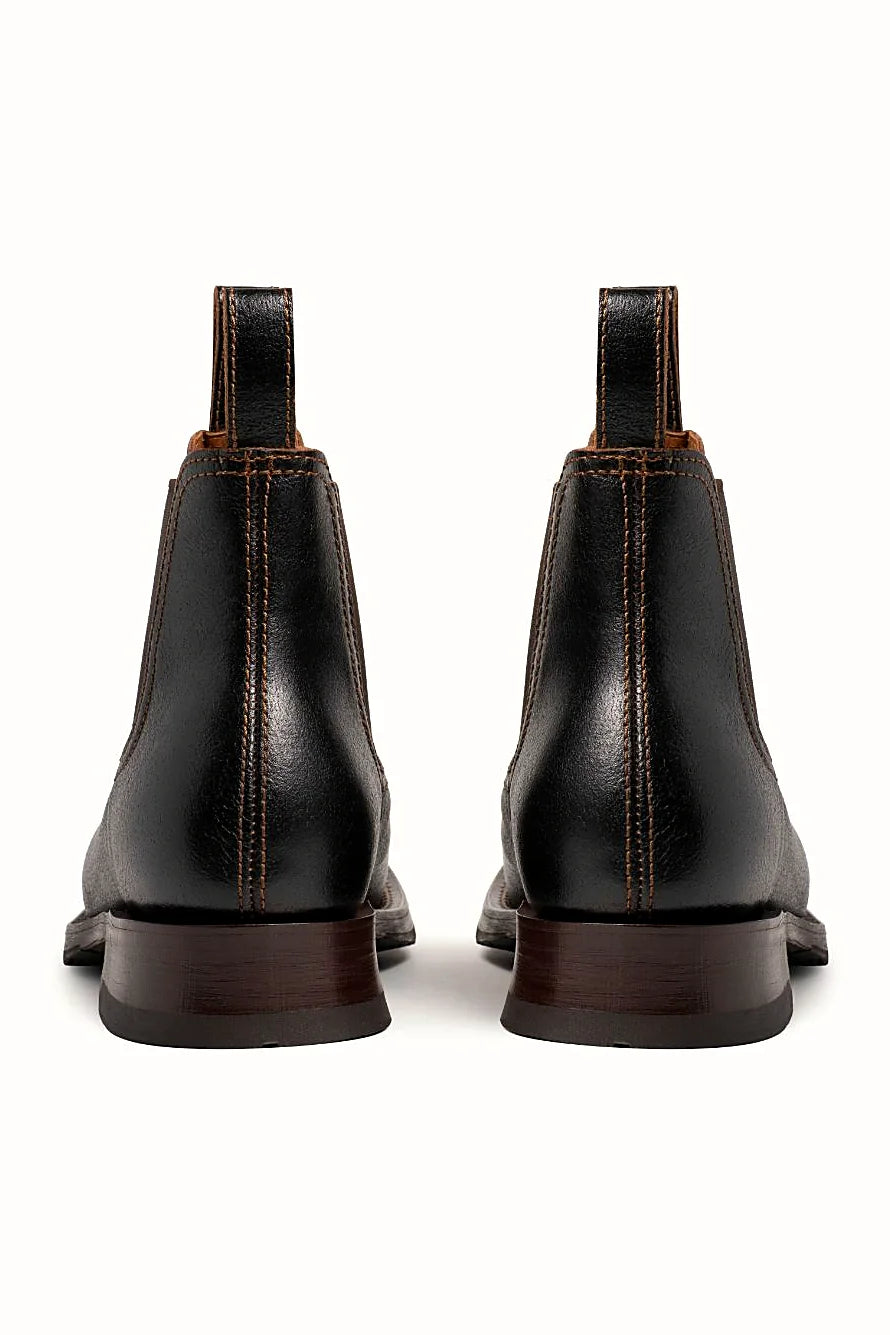 Rugged brown chelsea with pull tabs