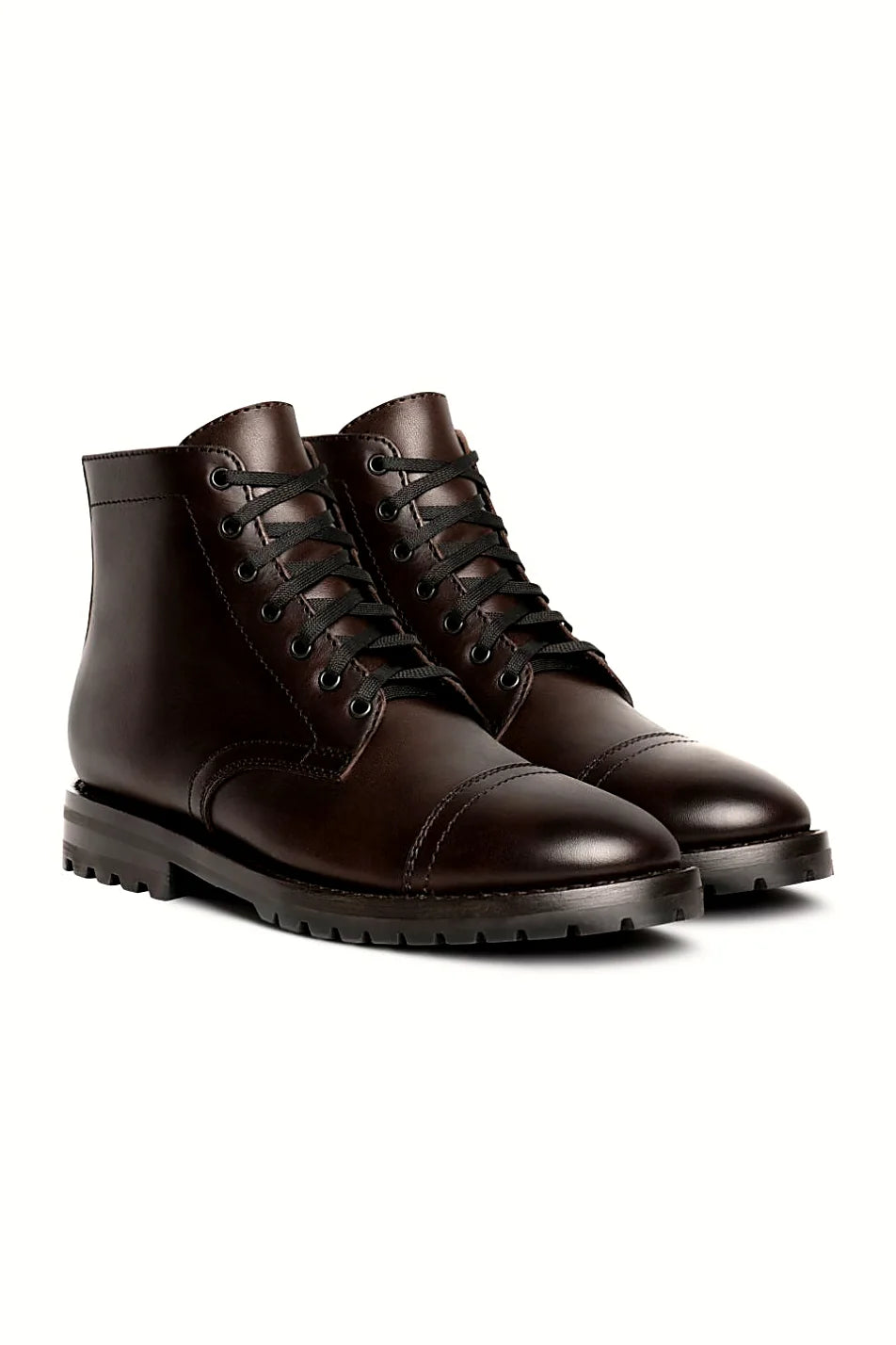 Hand-finished brown boot on a lug outsole
