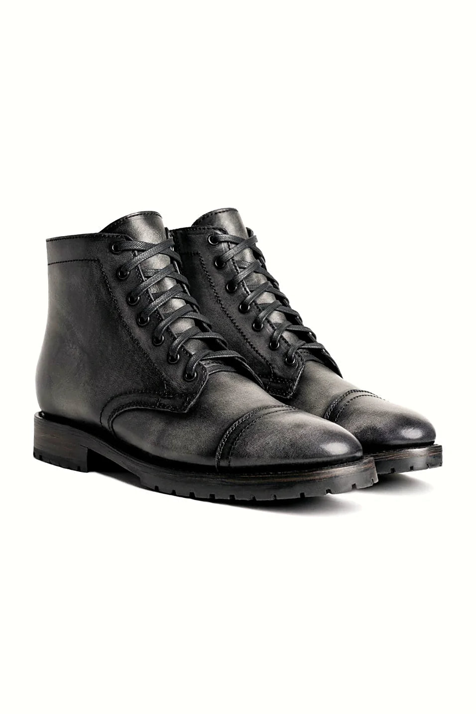 Grey boot on a lug outsole