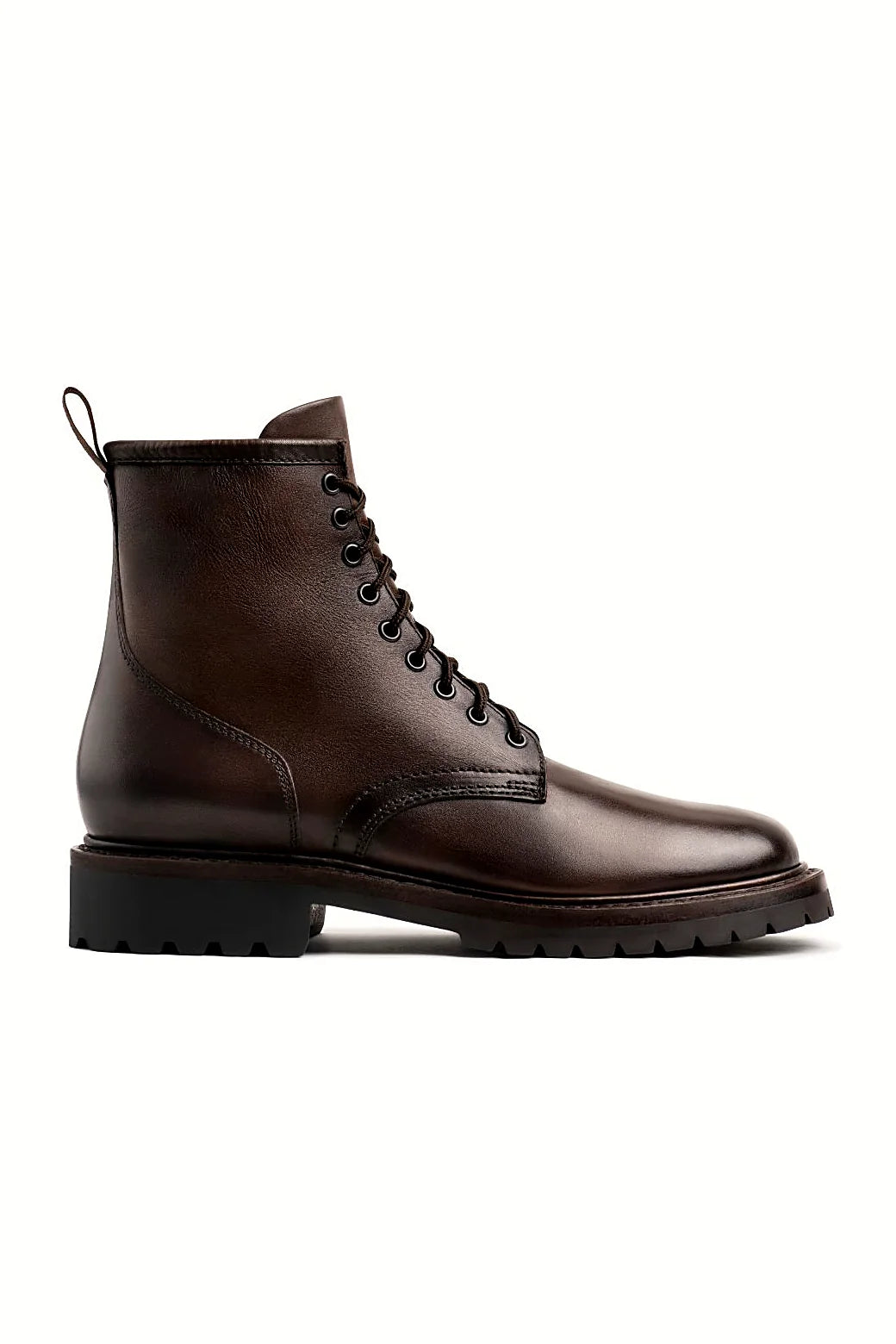 Burnished brown boot with steel shanks