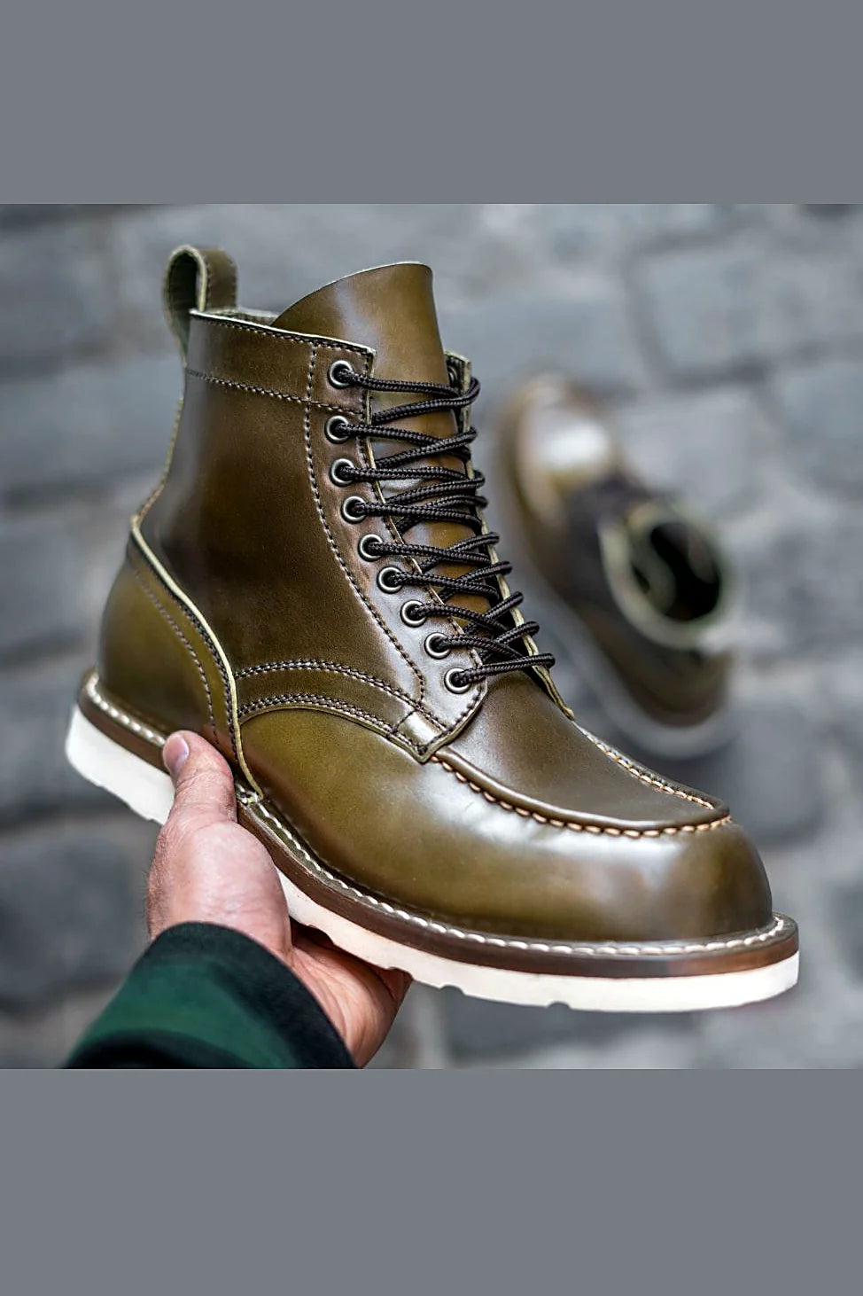 Olive cordovan boot